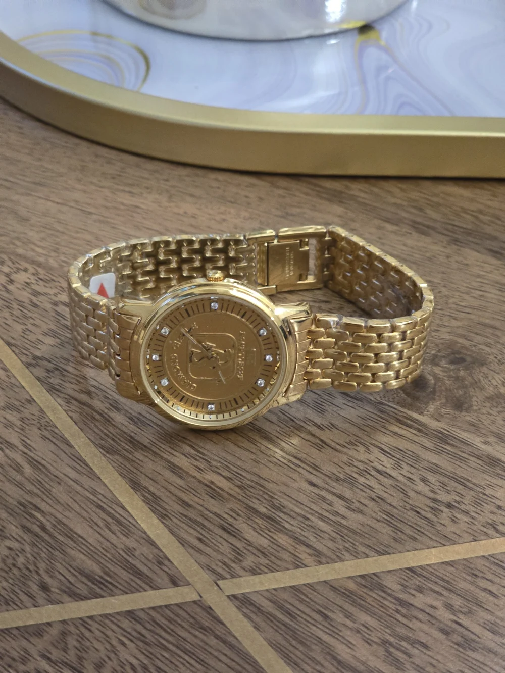 Gold-Tone Men's Dress Watch Dimond Circle